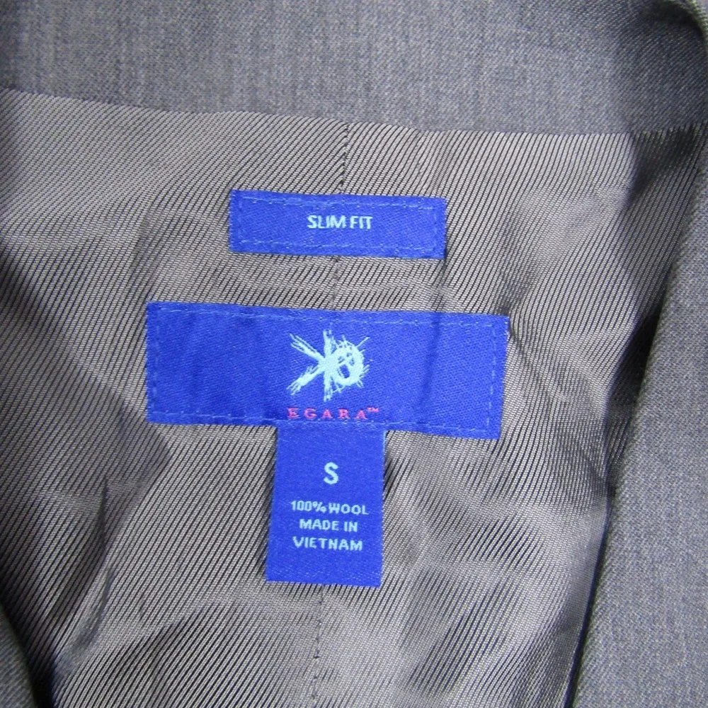 Egara Suit Vest Mens Size S Gray 100% Wool Slim Fit Formal Waistcoat 3 Piece